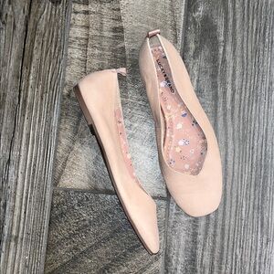 Lucky Brand Pink leather Ballet Flats with Floral Insole